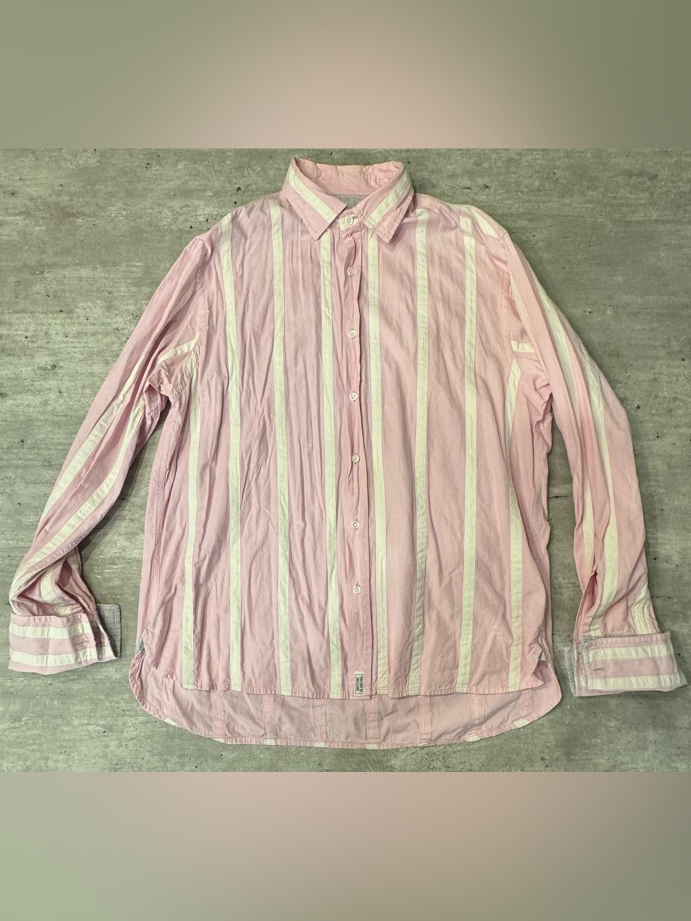 Polo Jeans Co. Ralph Lauren Men’s XL Pink & White Striped Cotton Button-Up Shirt
